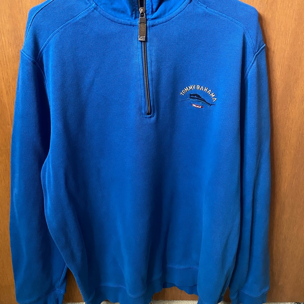 Tommy Bahama Blue Zip Up Sweater